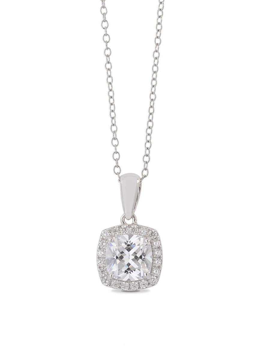 Cushion Cut 1.5 Carat American Diamond Pendant With 925 Silver Chain-2