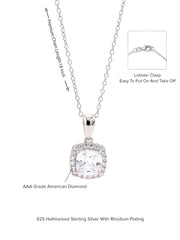 Cushion Cut 1.5 Carat American Diamond Pendant With 925 Silver Chain-4