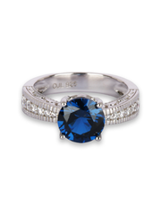 Ornate Jewels Blue Sapphire Silver Solitaire Ring For Women