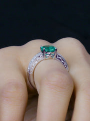 Ornate Jewels Emerald Silver Solitaire Ring For Women