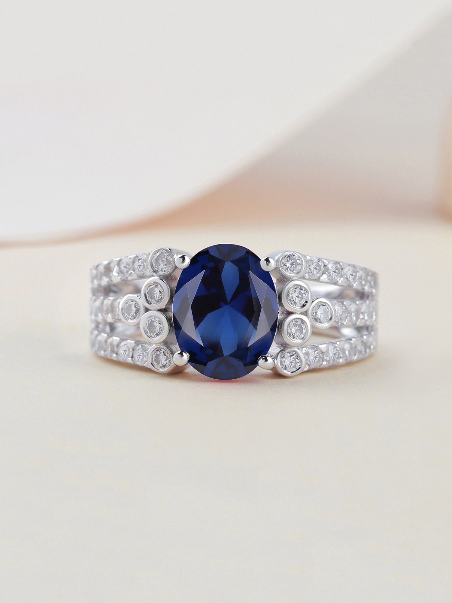 2.5 Carat Oval Sapphire Solitaire Cluster Ring-1