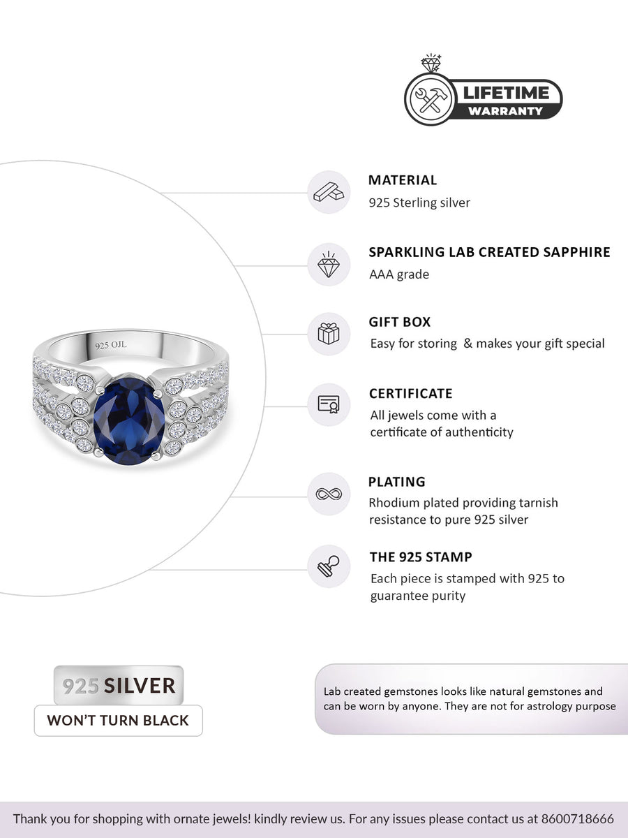 2.5 CARAT OVAL SAPPHIRE SOLITAIRE MULTI ROW RING-4