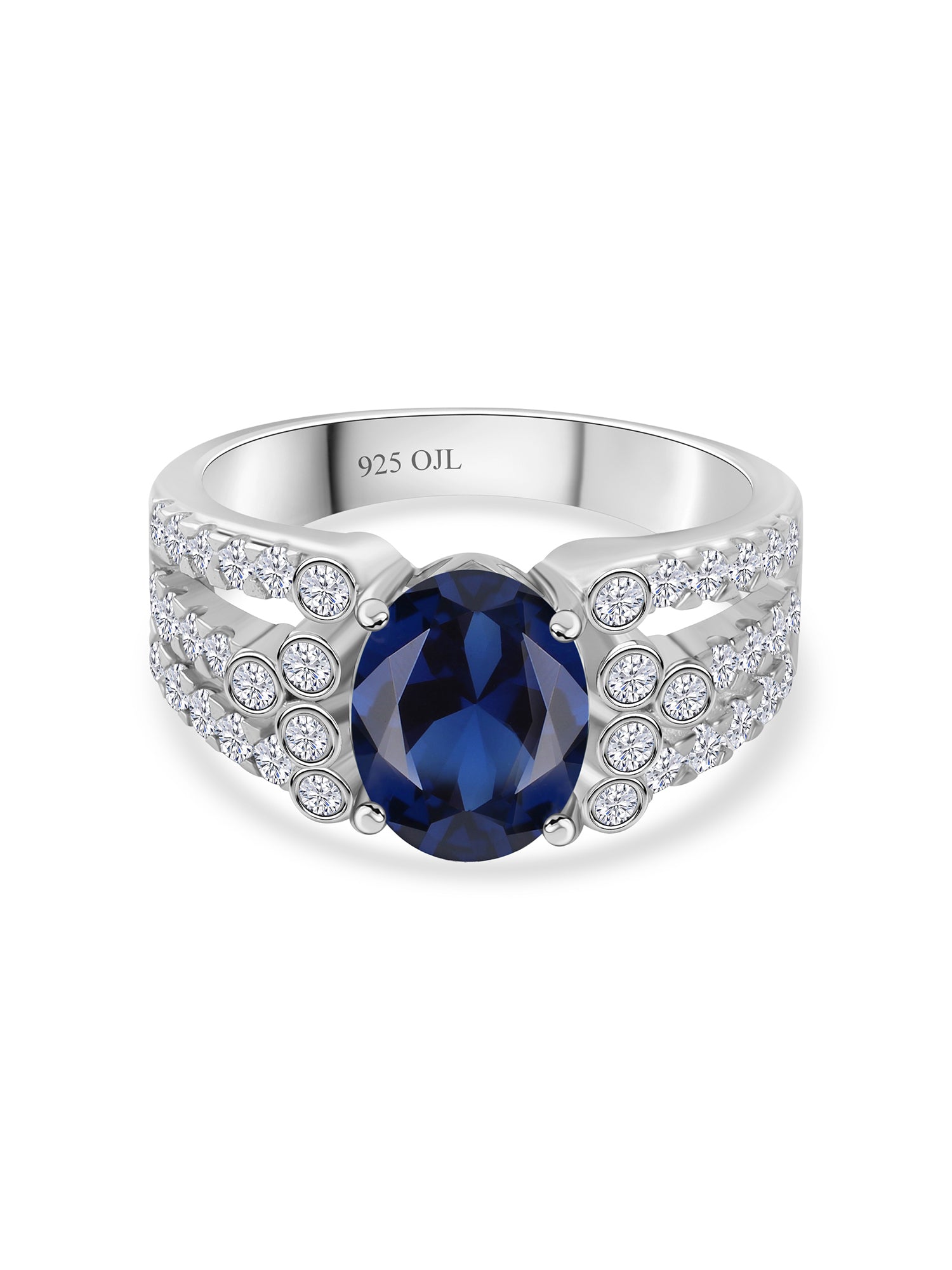 2.5 CARAT OVAL SAPPHIRE SOLITAIRE MULTI ROW RING