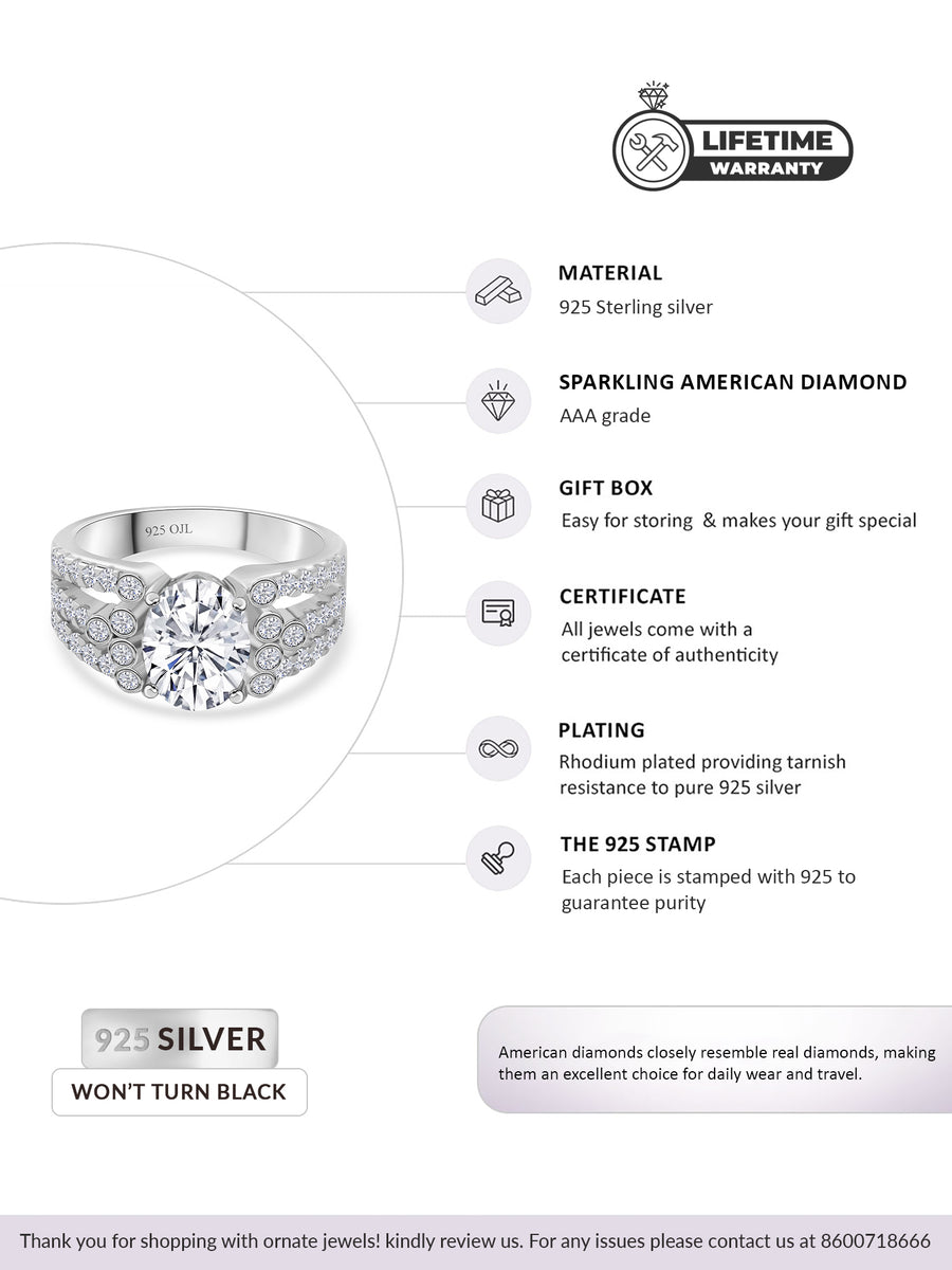 2.5 CARAT OVAL SOLITAIRE SILVER RING-4