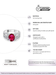 Oval Ruby 2.5 Carat Silver Ring For Women-3