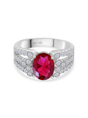 Oval Ruby 2.5 Carat Silver Ring For Women-1