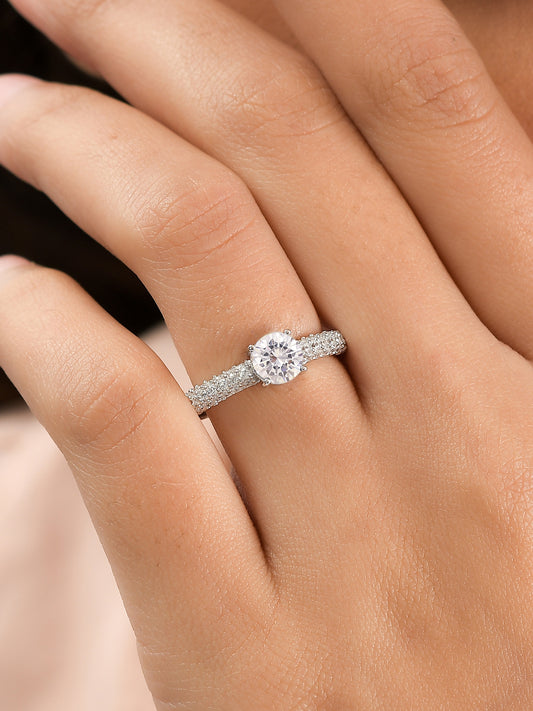 Ever So Sparkly 1 Carat Solitaire Ring In 925 Silver