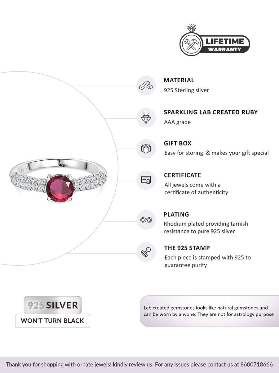 Ever So Red 1 Carat Solitaire Ring In 925 Silver-5