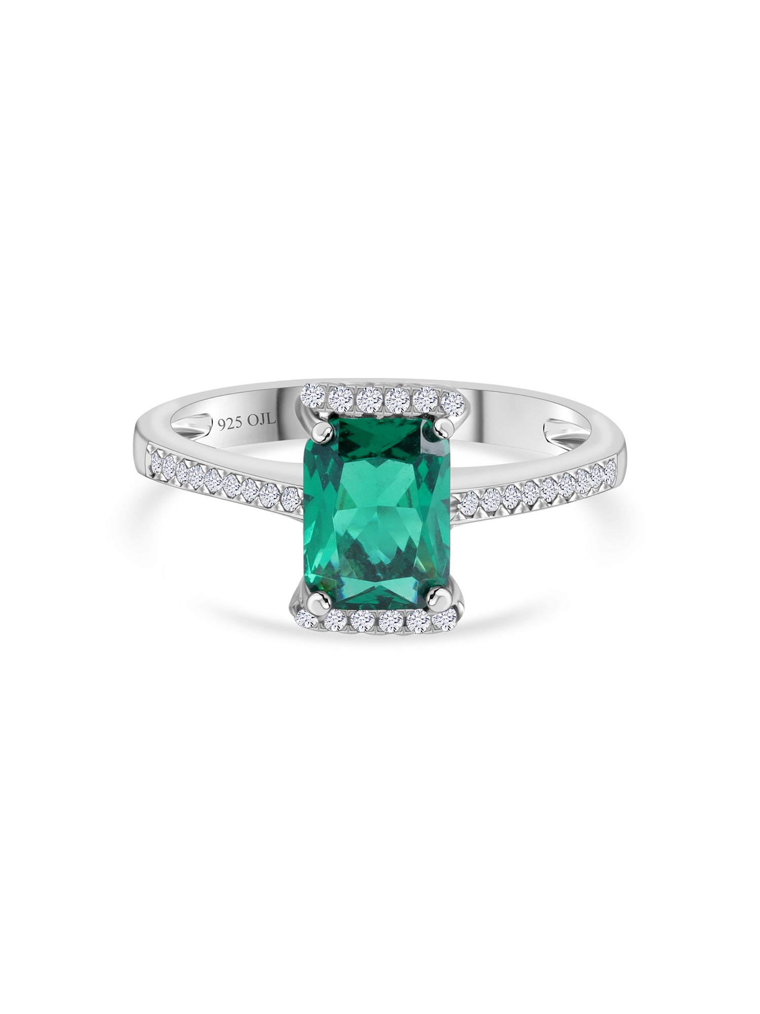 1.25 Carat Green Emerald Octagon Ring in Silver-1