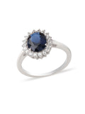 Oval Blue Sapphire Silver Ring