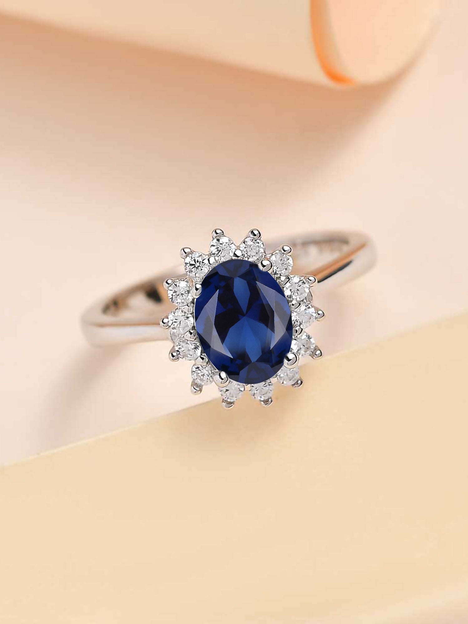 Oval Blue Sapphire Silver Ring - Ornate Jewels Jewellery