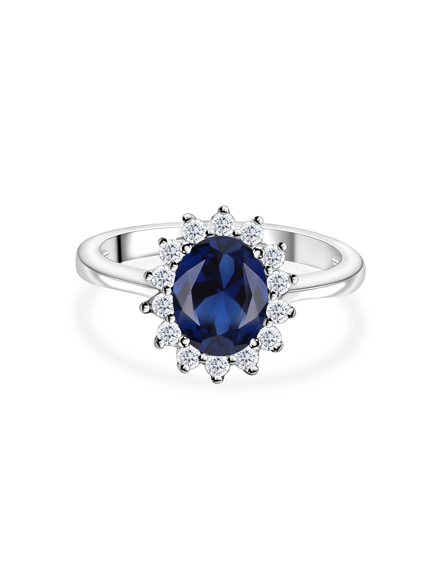 Oval Blue Sapphire Silver Ring-3