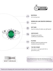 Oval Royal Emerald Silver Ring-5