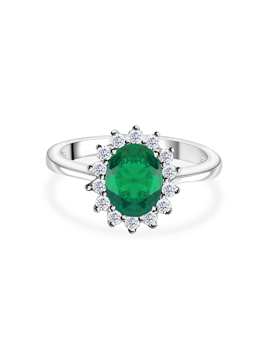 Oval Royal Emerald Silver Ring-2