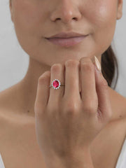 Oval Red Ruby Silver Ring-2