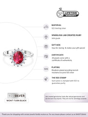 Oval Red Ruby Silver Ring-5