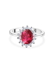 Oval Red Ruby Silver Ring-3