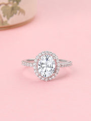 Classic Oval American Diamond 925 Silver Ring