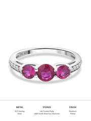 Red Ruby Three Stone Engagement Ring For Women-6