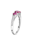 Red Ruby Three Stone Engagement Ring For Women-2