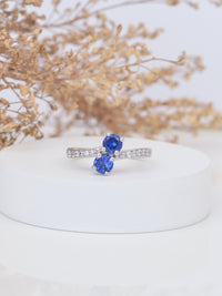 DEAL OF THE MONTH DOUBLE SOLITAIRE SAPPHIRE SILVER RING