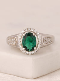 Emerald Hues Halo Ring For Women