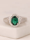 EMERALD HUES HALO RING FOR WOMEN