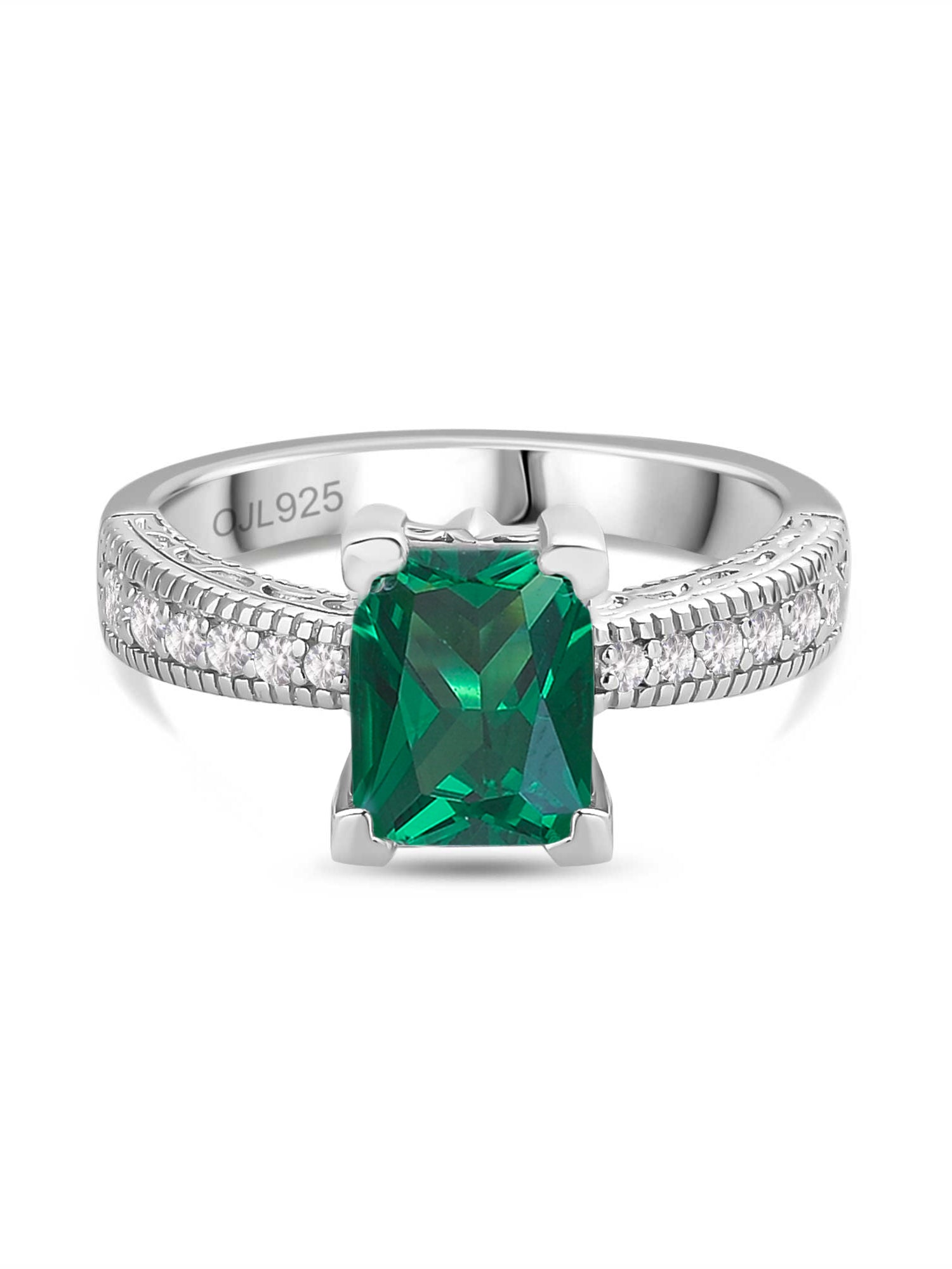 1.5 Ct Green Emerald Solitaire Ring in 925 Silver-2