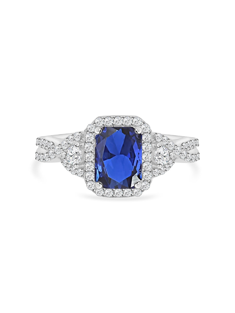 Blue Sapphire Designer Silver Ring