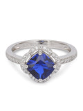 1.5 Carat Blue Sapphire Flower Shape Halo Ring For Women