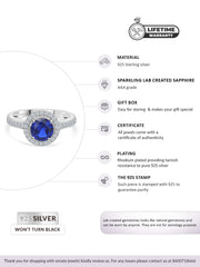 Blue Sapphire 925 Silver Ring In Bouquet Design-6