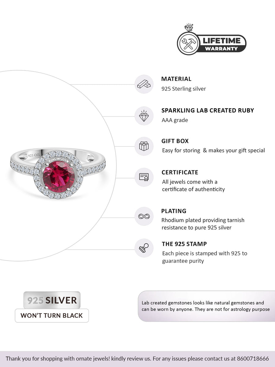 Bouquet Halo Silver Ruby Ring-6