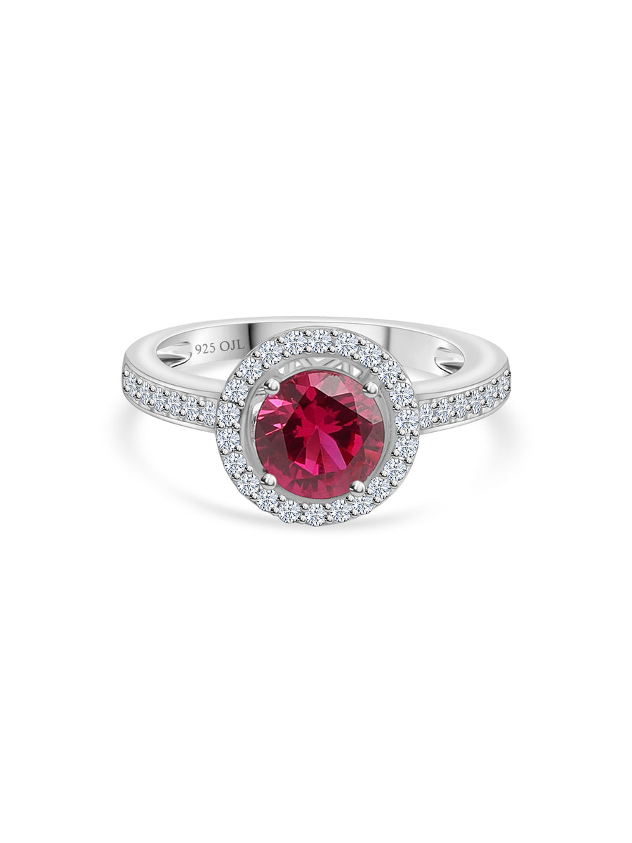 Bouquet Halo Silver Ruby Ring-5