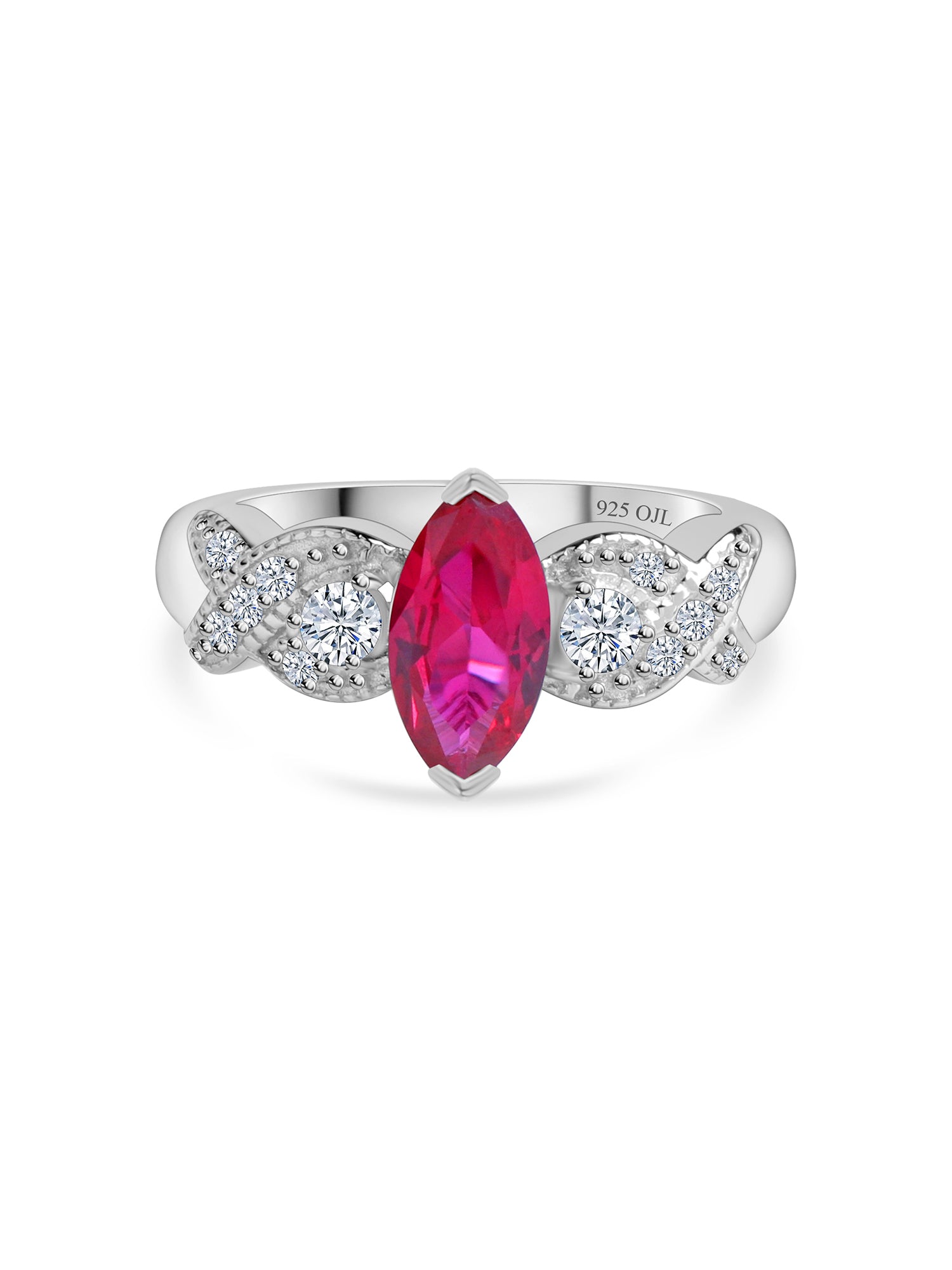 Ruby Marquise Silver Ring For Her
