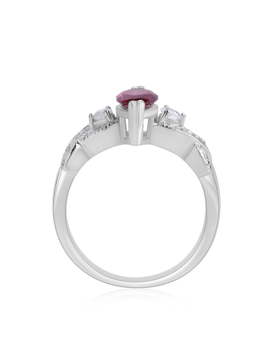 Ruby Marquise Silver Ring For Her-1