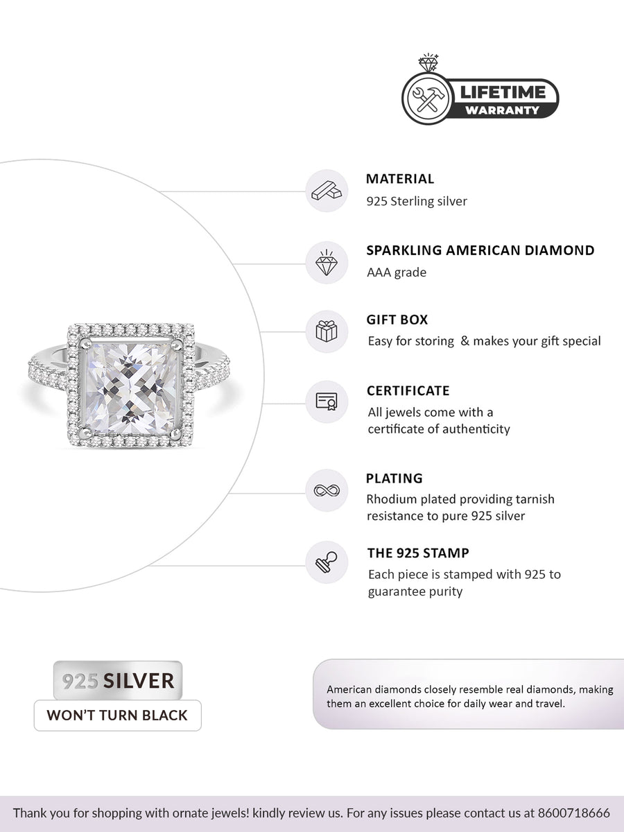 Princess Cut 3.5 Carat American Diamond Party Ring-5