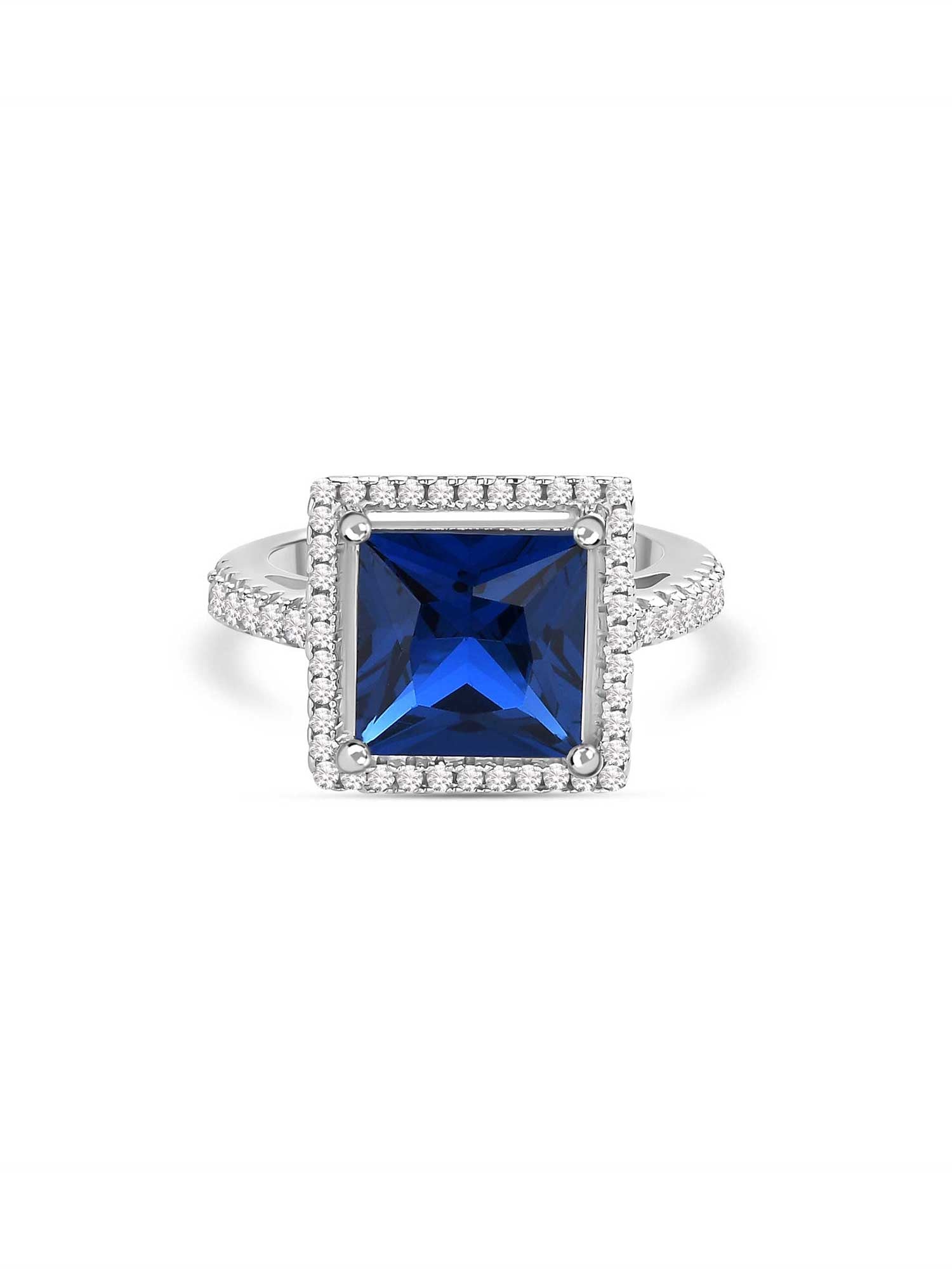 Blue Sapphire Statement Ring in 925 Silver-4