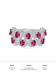 Ruby Cluster Band Ring In 925 Silver-1