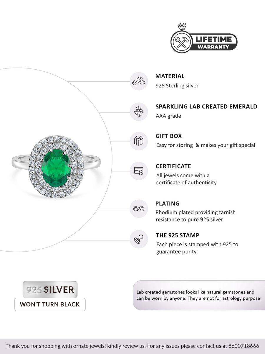 Ornate Jewels Emerald Solitaire Halo Ring-5