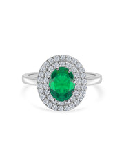 Ornate Jewels Emerald Solitaire Halo Ring-3