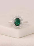 ORNATE JEWELS EMERALD SOLITAIRE HALO RING-8