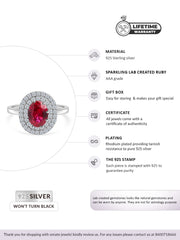 Solitaire Ruby 925 Sterling Silver Halo Ring-5