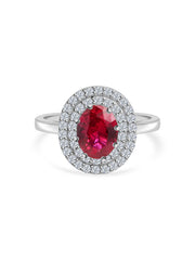 Solitaire Ruby 925 Sterling Silver Halo Ring