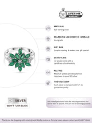 EMERALD FLOWER RING IN SILVER