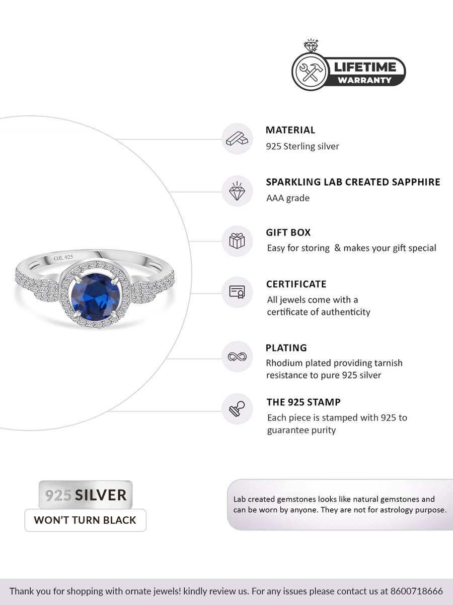 BLUE SAPPHIRE LUSTER 925 SILVER RING FOR HER-4