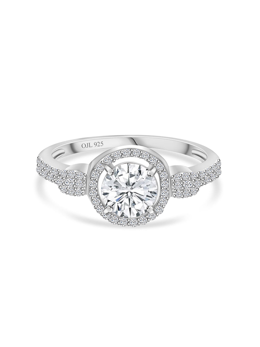 AMERICAN DIAMOND CLUSTER RING IN 925 SILVER