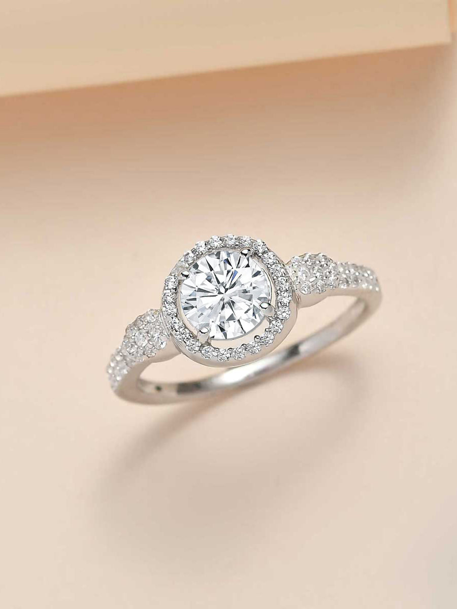 AMERICAN DIAMOND CLUSTER RING IN 925 SILVER-1