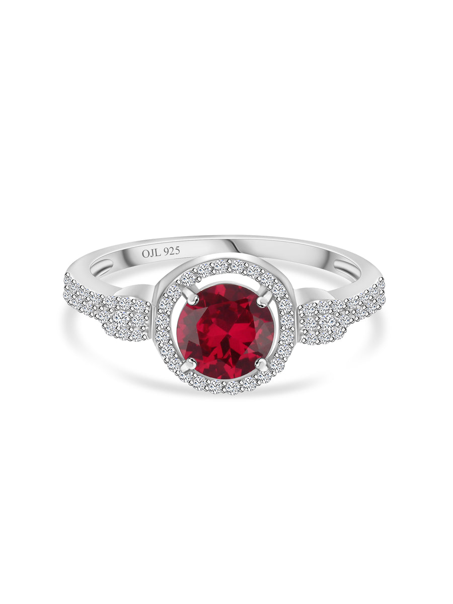 Ruby Red Divine Silver Ring