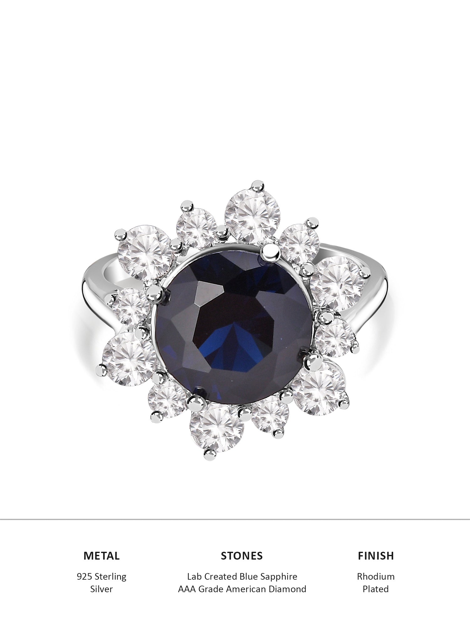 925 Sterling Silver Blue Flower Ring-4