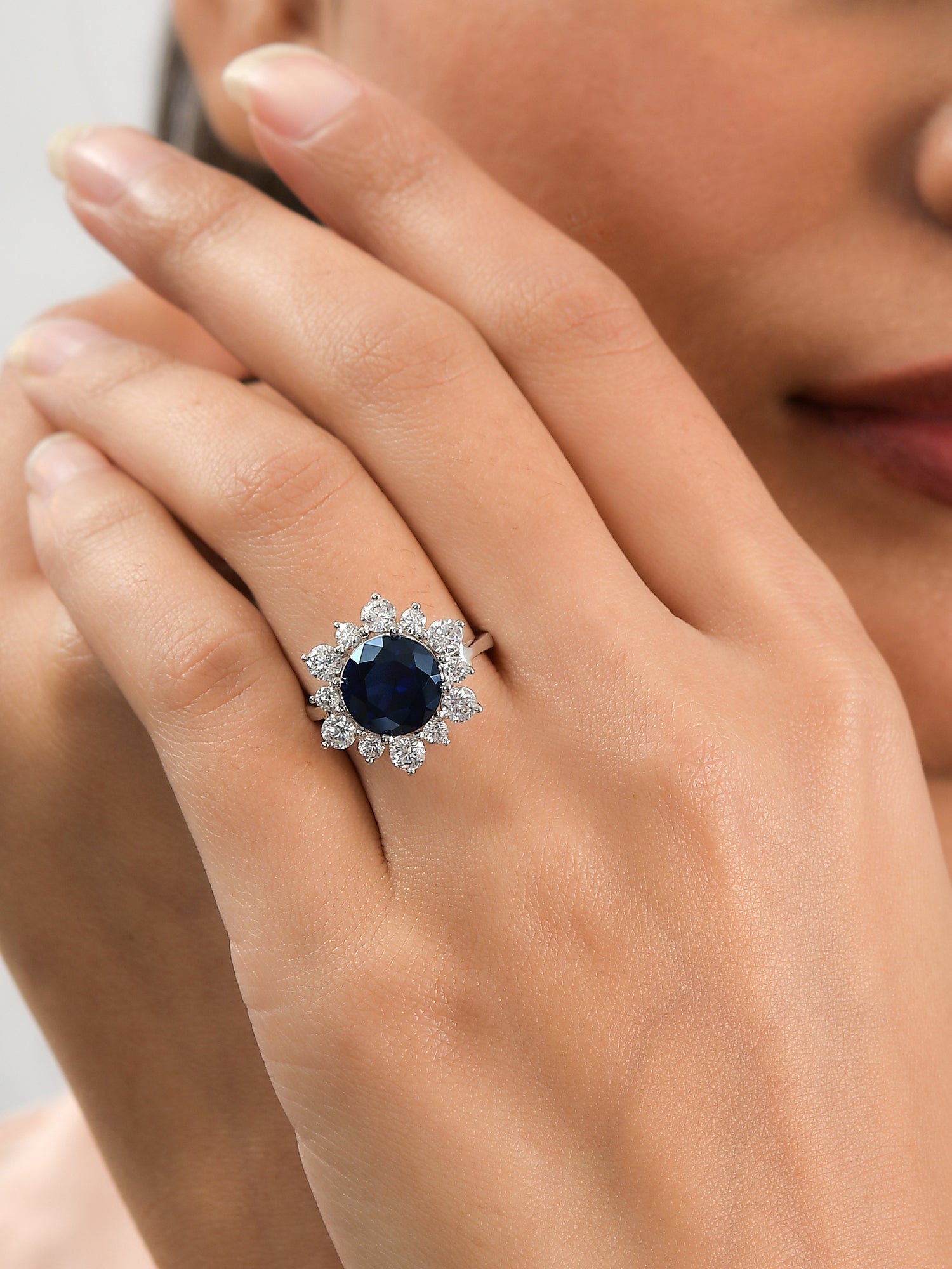925 Sterling Silver Blue Flower Ring